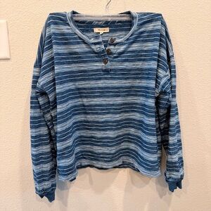 Madewell Blue Striped Henley Top